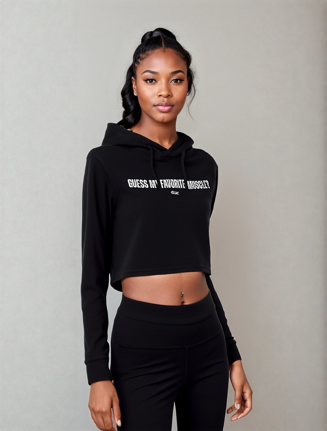 Crop Top Hoodie - Guess My Favorite Muscle?