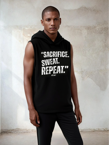 Men's Hooded Sleeveless Tank Top - "Sacrifice, Sweat, Repeat"