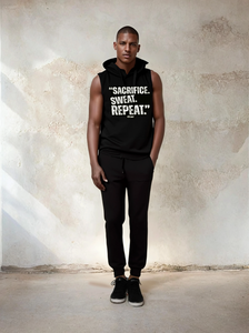 Men's Hooded Sleeveless Tank Top - "Sacrifice, Sweat, Repeat"